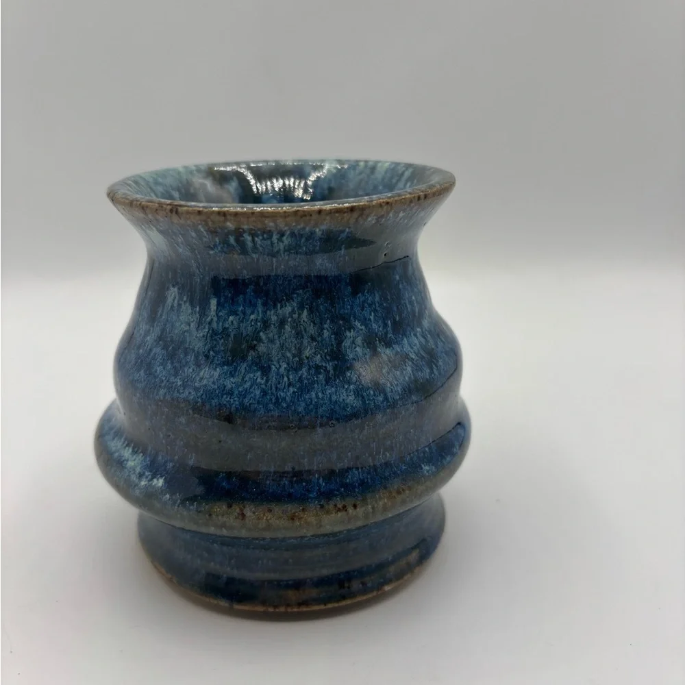 Glazed Blue Pottery Accent Vase or pencil holder